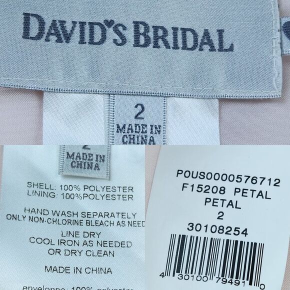 🍑David's Bridal Pink Petal Tulle One Shoulder Dress Size 2 - Picture 13 of 14